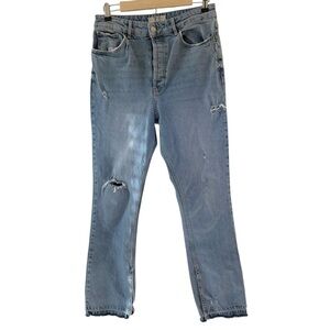 Free People Jeans Women 31 We The Free Emmy Split Hem Button Fly Distress Frayed